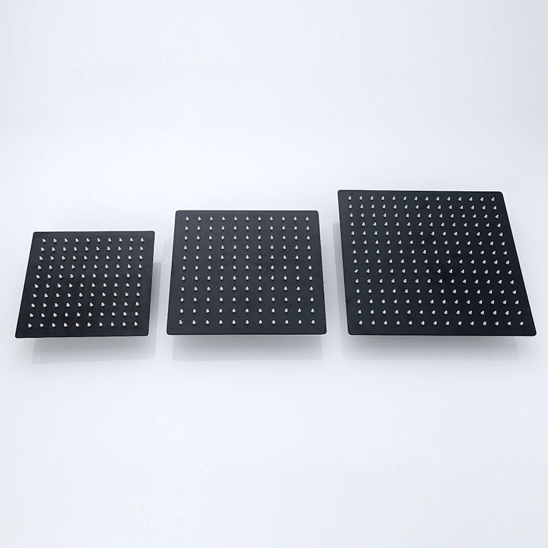 Black Square Fixed Shower Head Modern Style Wall Mounted Shower Head