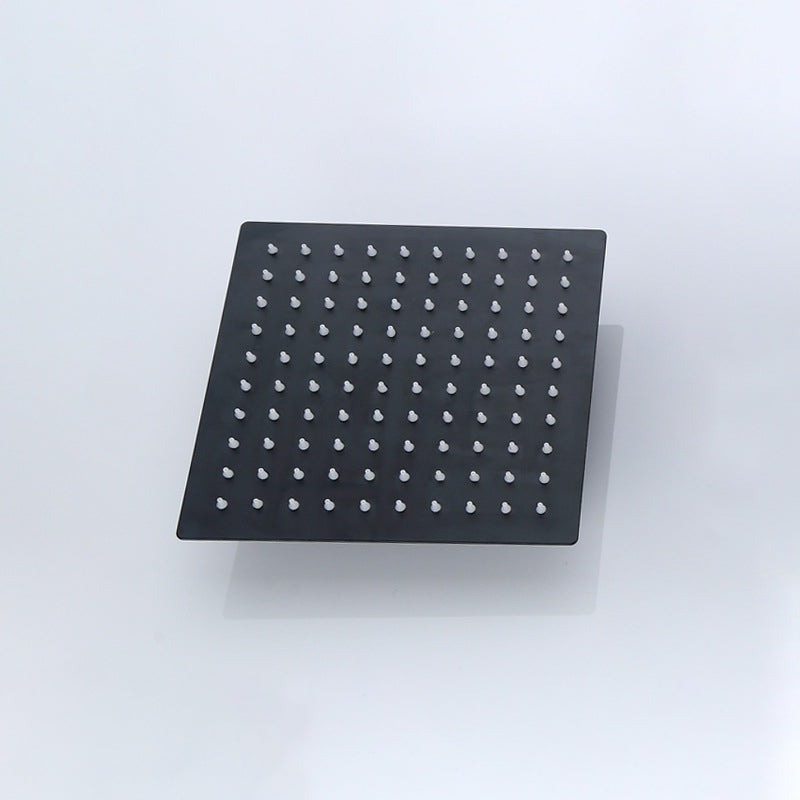 Black Square Fixed Shower Head Modern Style Wall Mounted Shower Head