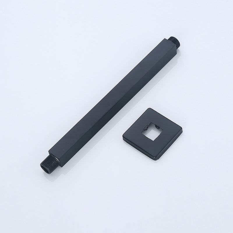 Black Square Fixed Shower Head Modern Style Wall Mounted Shower Head