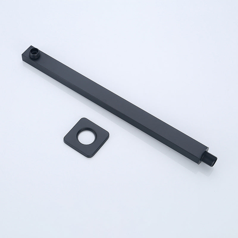 Black Square Fixed Shower Head Modern Style Wall Mounted Shower Head