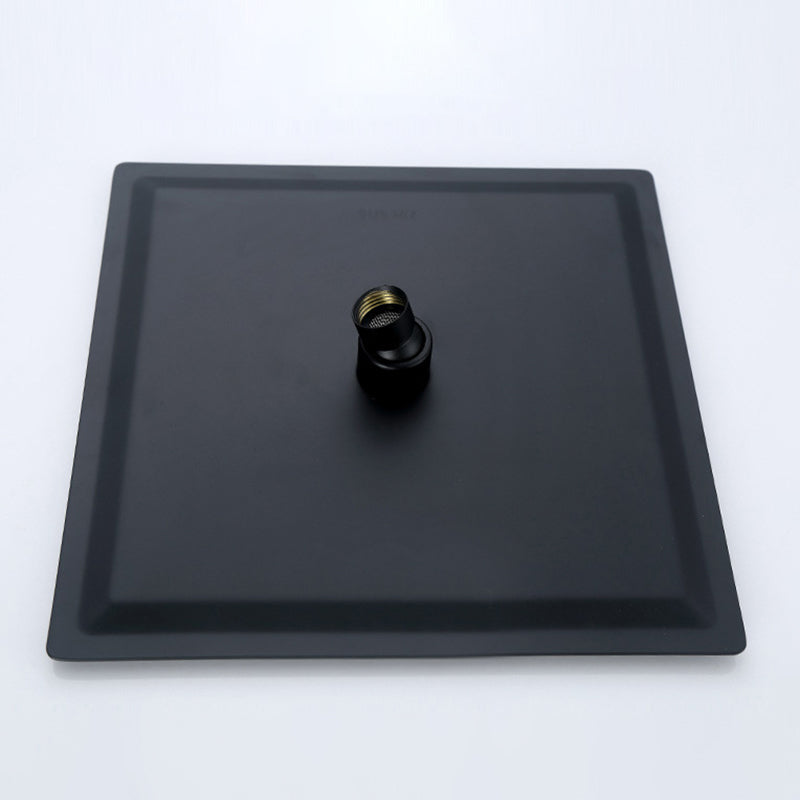 Black Square Fixed Shower Head Modern Style Wall Mounted Shower Head