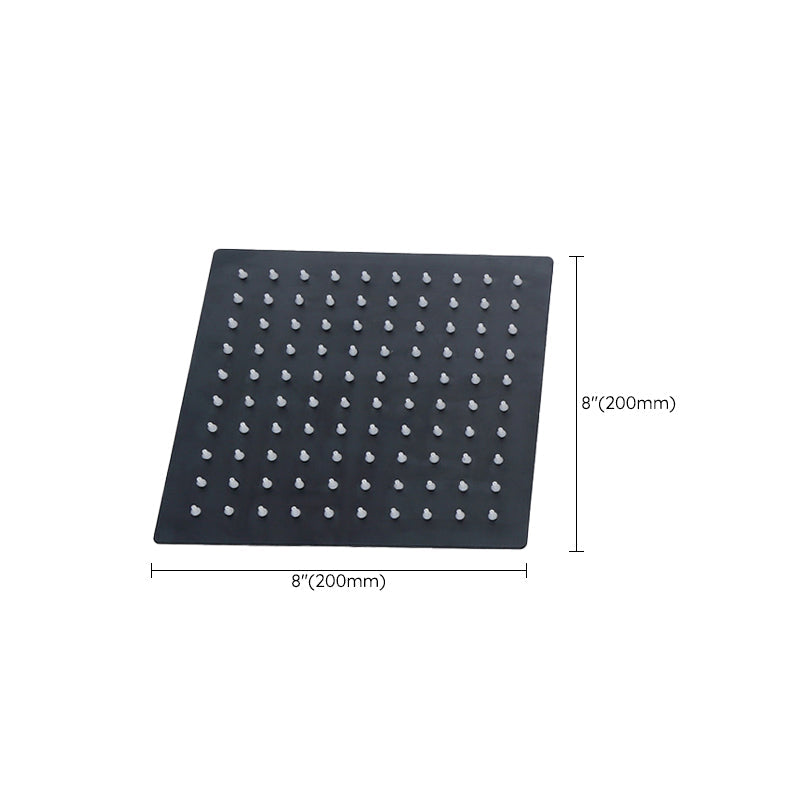 Black Square Fixed Shower Head Modern Style Wall Mounted Shower Head