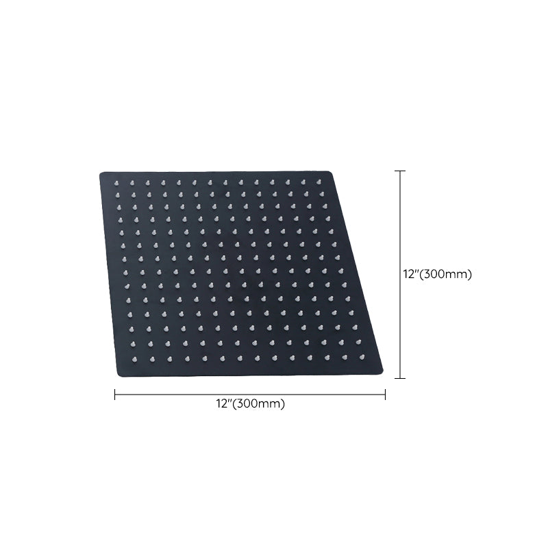 Black Square Fixed Shower Head Modern Style Wall Mounted Shower Head