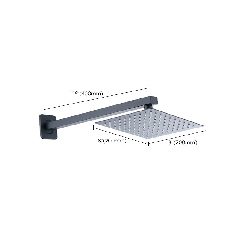 Black Square Fixed Shower Head Modern Style Wall Mounted Shower Head