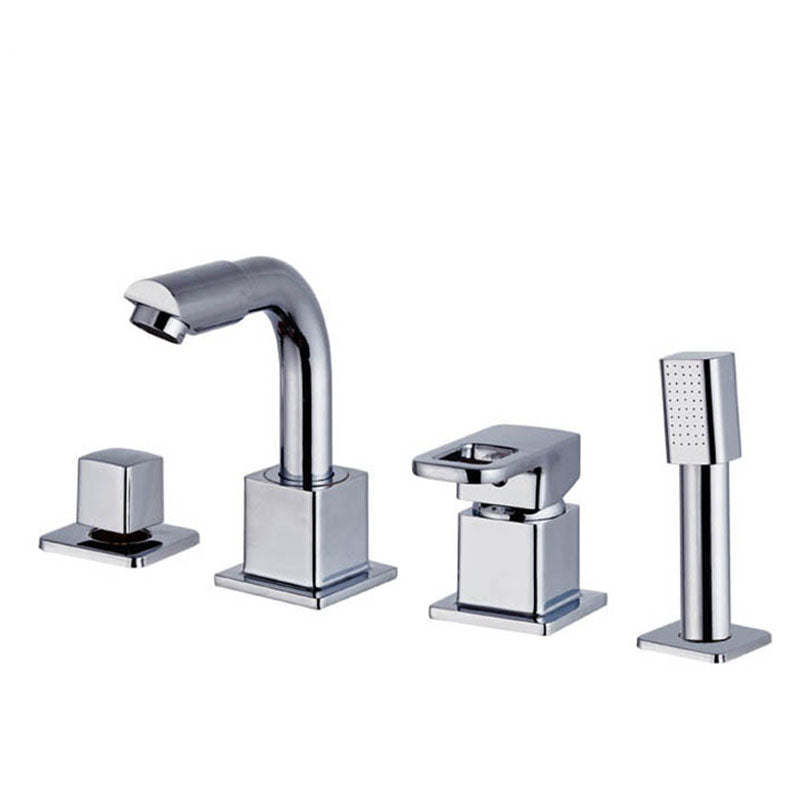 Chrome Bath Faucet Trim with Lever Handle Deck Mounted Bathtub Faucet