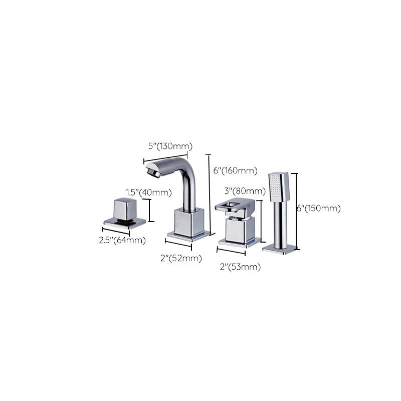 Chrome Bath Faucet Trim with Lever Handle Deck Mounted Bathtub Faucet