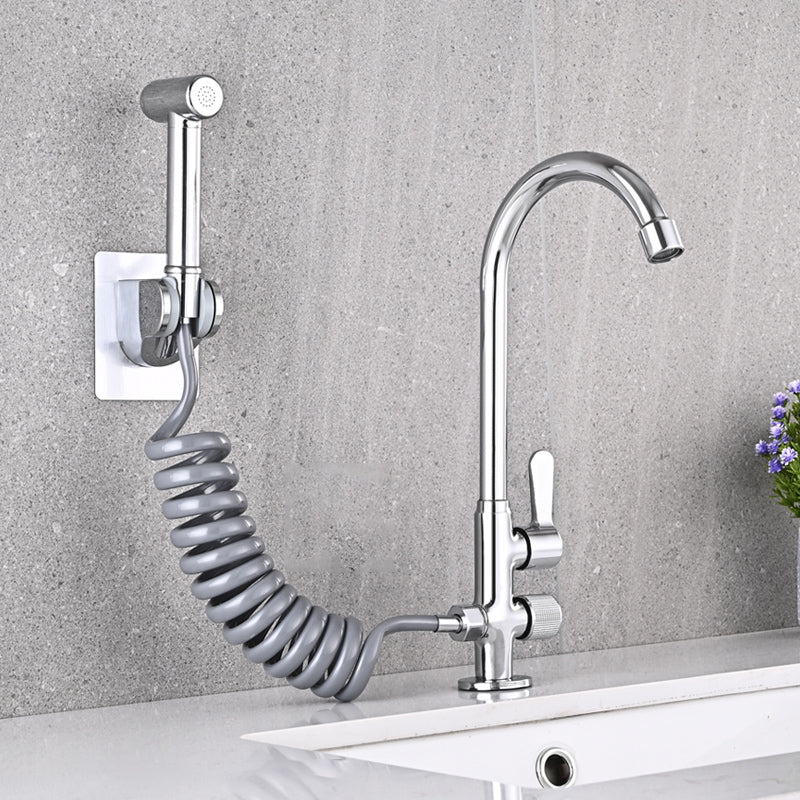 Single Cold Water Valve Uniform Color High Arc Deck Mounted Bathtub Faucet