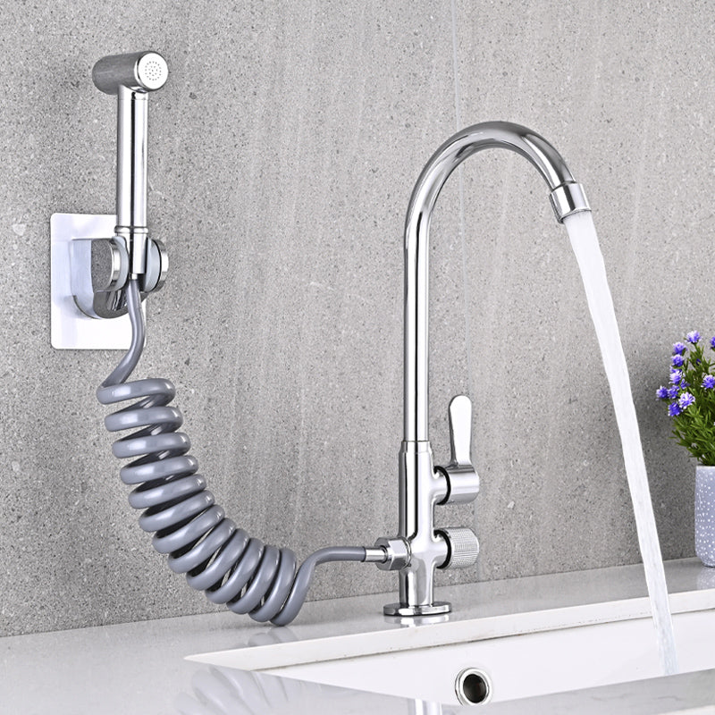 Single Cold Water Valve Uniform Color High Arc Deck Mounted Bathtub Faucet