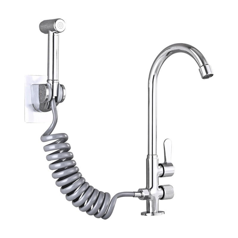 Single Cold Water Valve Uniform Color High Arc Deck Mounted Bathtub Faucet