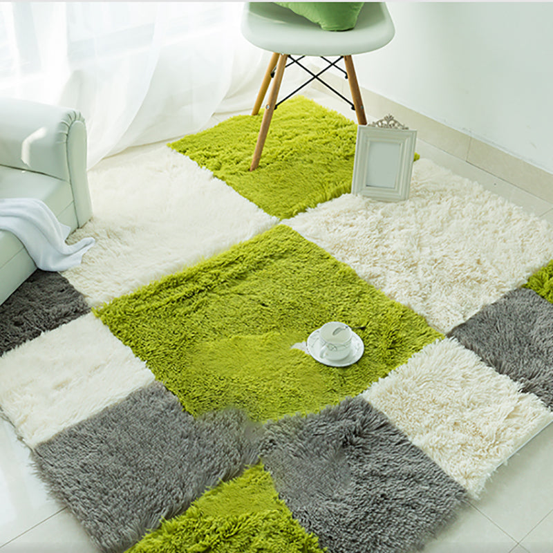 Bedroom Carpet Tiles Solid Square Shag Stain Resistant Carpet Tiles