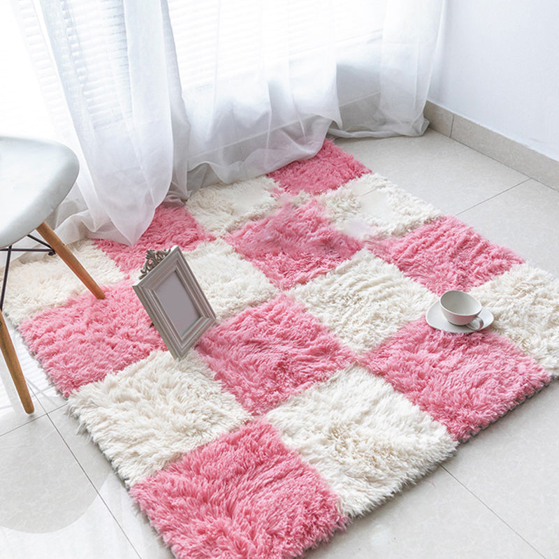 Bedroom Carpet Tiles Solid Square Shag Stain Resistant Carpet Tiles