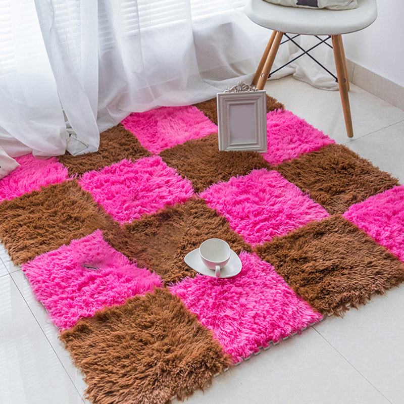 Bedroom Carpet Tiles Solid Square Shag Stain Resistant Carpet Tiles