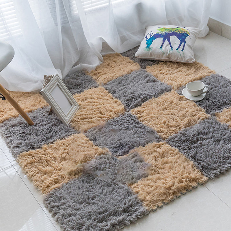 Bedroom Carpet Tiles Solid Square Shag Stain Resistant Carpet Tiles