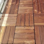 Tradition wood tile wire-brushed square engineered wood for patio garden