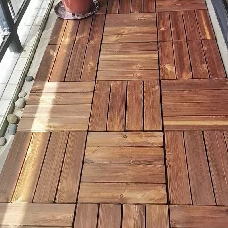 Tradition wood tile wire-brushed square engineered wood for patio garden