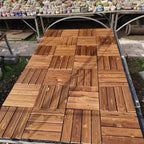 Tradition wood tile wire-brushed square engineered wood for patio garden
