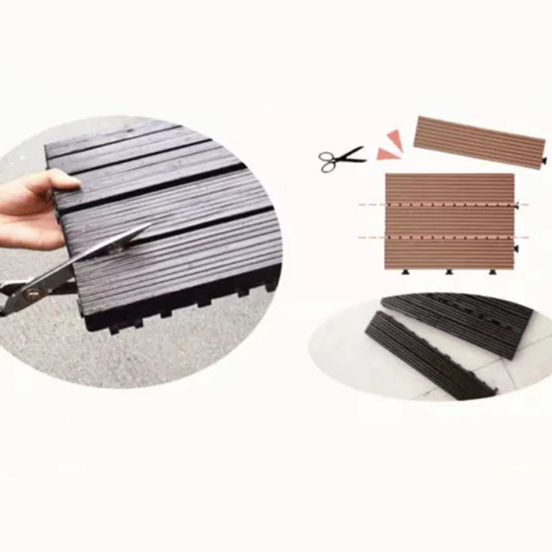 Tradition wood tile wire-brushed square engineered wood for patio garden