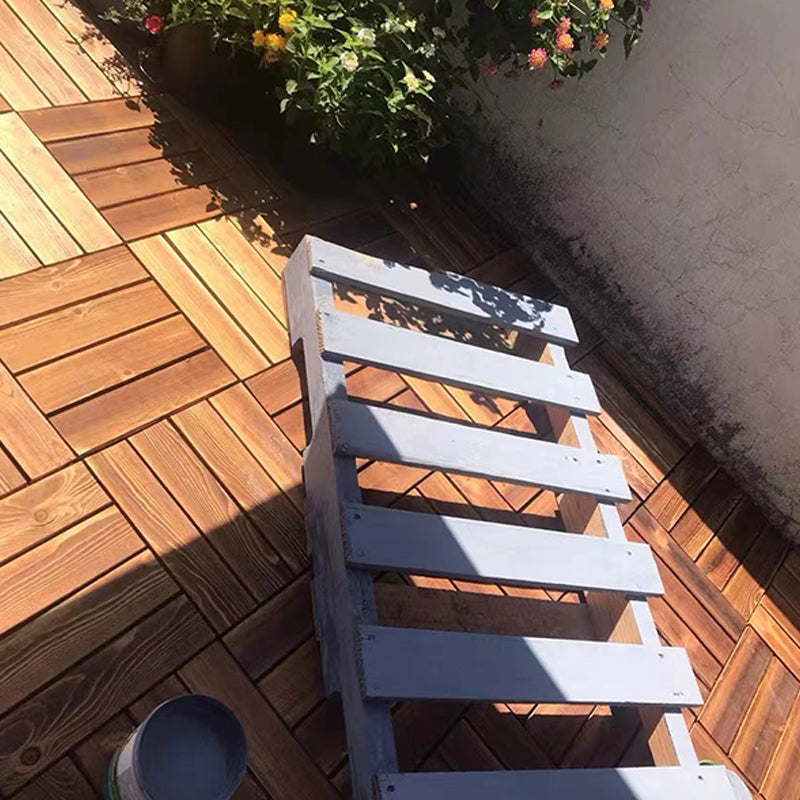 Tradition wood tile wire-brushed square engineered wood for patio garden