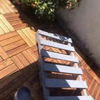 Tradition wood tile wire-brushed square engineered wood for patio garden