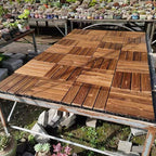 Tradition wood tile wire-brushed square engineered wood for patio garden