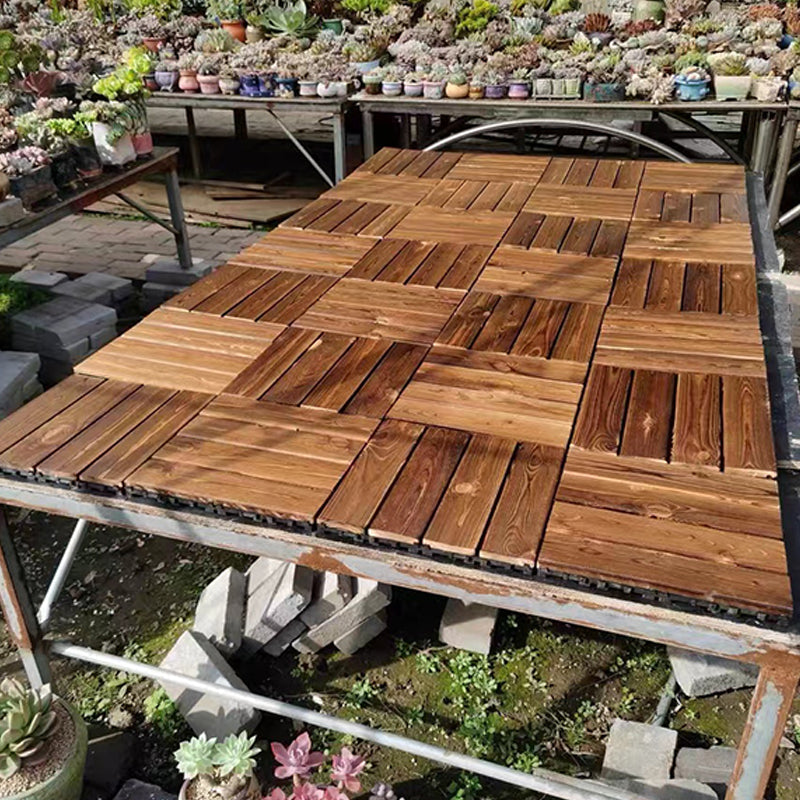 Tradition wood tile wire-brushed square engineered wood for patio garden
