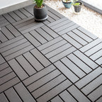 Contemporary square wooden tile smooth brown engineered wood for patio garden