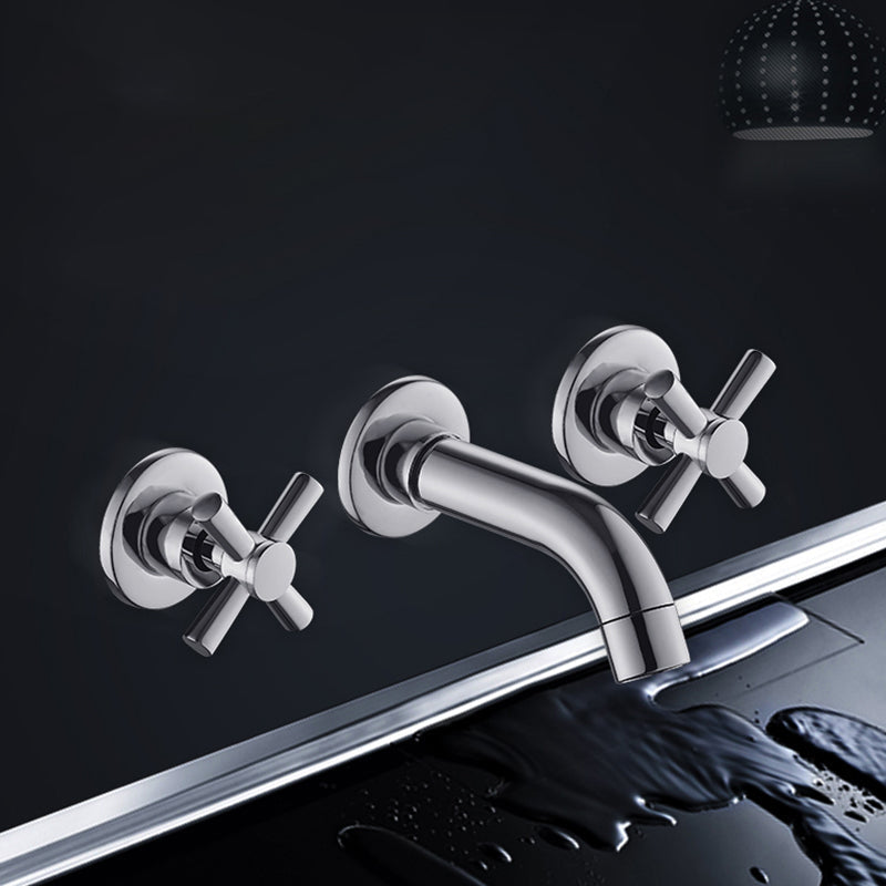 Modern bathroom faucet wall-mounted cross handles low arc faucet