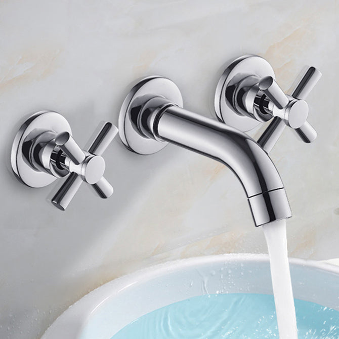 Modern bathroom faucet wall-mounted cross handles low arc faucet