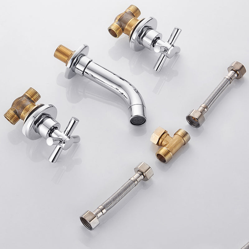 Modern bathroom faucet wall-mounted cross handles low arc faucet