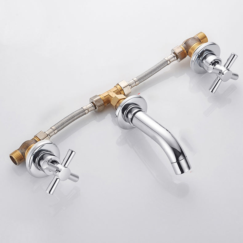 Modern bathroom faucet wall-mounted cross handles low arc faucet