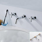 Modern bathroom faucet wall-mounted cross handles low arc faucet