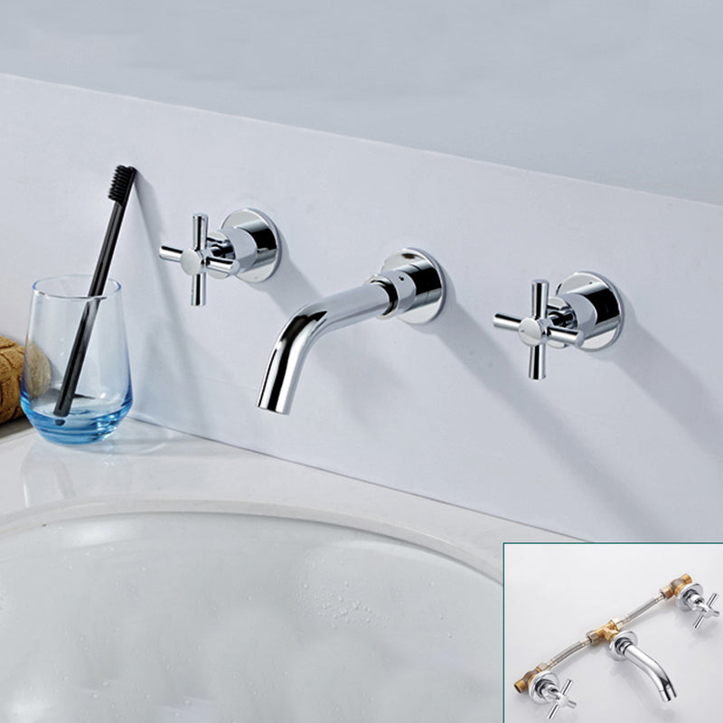 Modern bathroom faucet wall-mounted cross handles low arc faucet