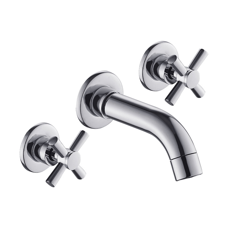Modern bathroom faucet wall-mounted cross handles low arc faucet
