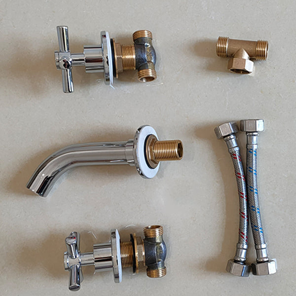 Modern bathroom faucet wall-mounted cross handles low arc faucet