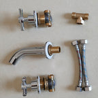 Modern bathroom faucet wall-mounted cross handles low arc faucet
