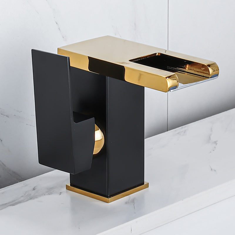 Waterfall basin mixer tap square lever handle with LED three-color light