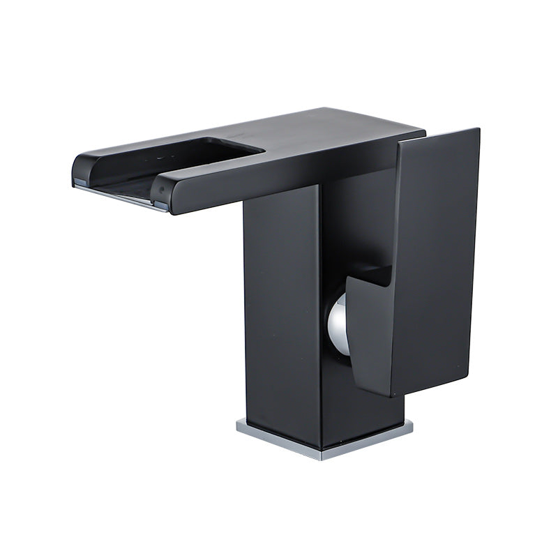 Waterfall basin mixer tap square lever handle with LED three-color light
