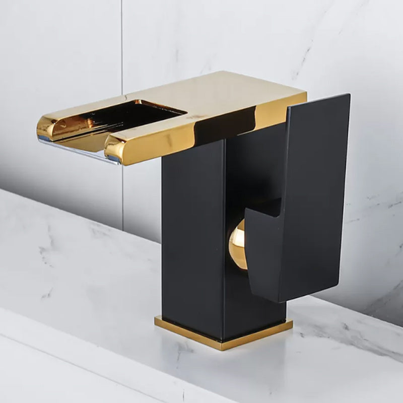 Waterfall basin mixer tap square lever handle with LED three-color light