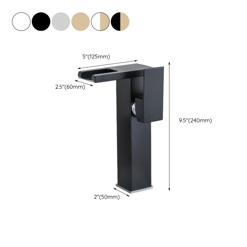 Waterfall basin mixer tap square lever handle with LED three-color light