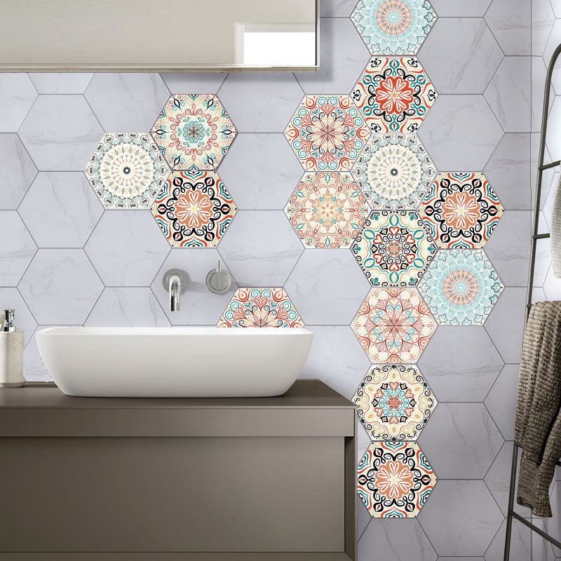 Plastic Mosaic Tile Wallpaper Hexagonal for Stick-On and Removable Back Wall Tile