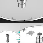 Solid square showerhead Standard spray pattern Large showerhead