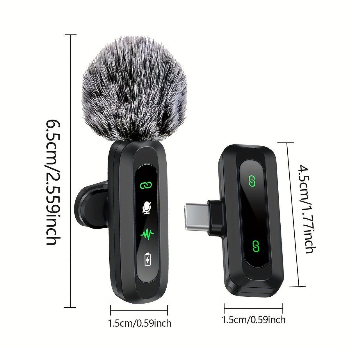 Wireless Lavalier Microphone with USB-C Connection for Smartphones and Tablets – Compact Design, Ideal for Podcasts and Vlogs