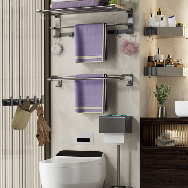 Modern Gray Bathroom Accessory Set Bathroom Shelf Towel Bar Bathroom Accessory Set