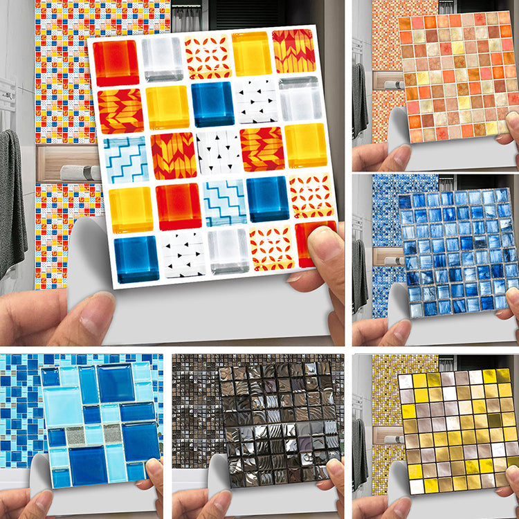 Square Peel and Stick Tile Grid Mosaic Tiles Interior Wallpaper
