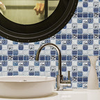 Square Peel and Stick Tile Grid Mosaic Tiles Interior Wallpaper