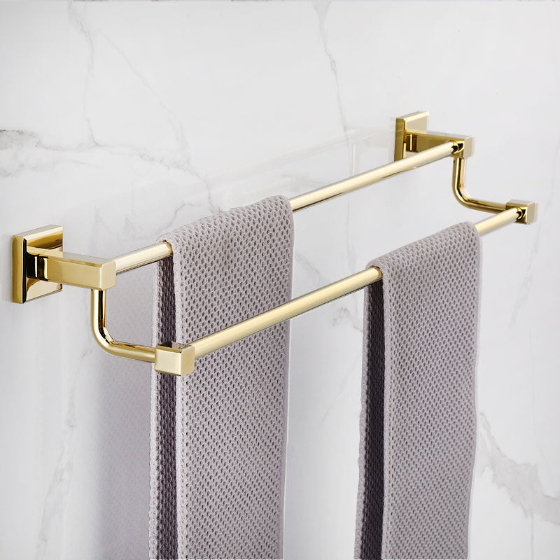 Gold Modern Bathroom Set, Polished Gold, 4 Pieces, Towel Holder, Paper Holder
