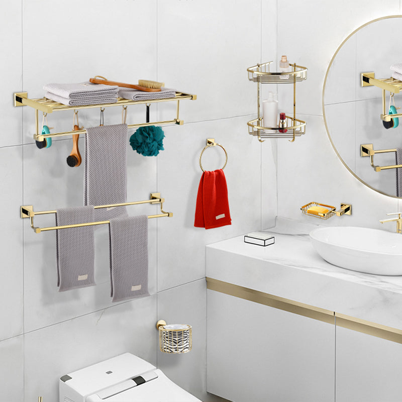 Gold Modern Bathroom Set, Polished Gold, 4 Pieces, Towel Holder, Paper Holder