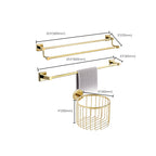 Gold Modern Bathroom Set, Polished Gold, 4 Pieces, Towel Holder, Paper Holder