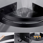 Matt Black Modern Bathroom Accessory Set, Set of 3, Bathroom Shelf
