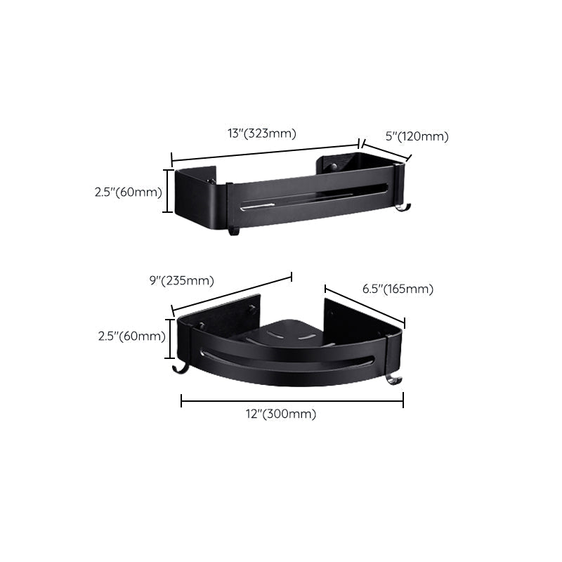 Matt Black Modern Bathroom Accessory Set, Set of 3, Bathroom Shelf